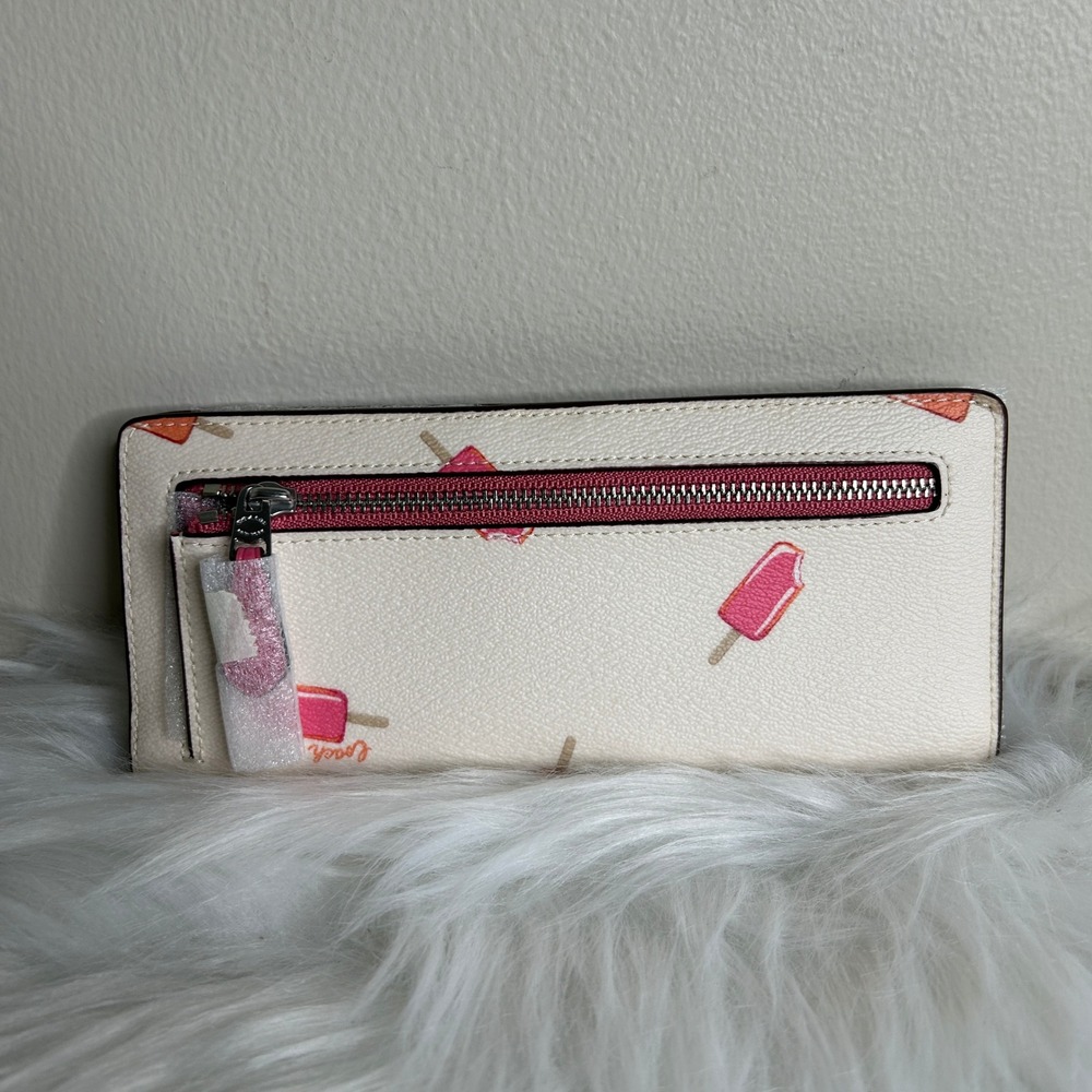 Coach Popsicle Print Chalk White Crossgrain Leather Slim Wallet NEW - Picture 2 of 4